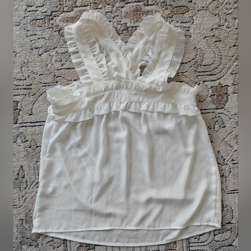 JCrew X Halter Flowy White Blouse